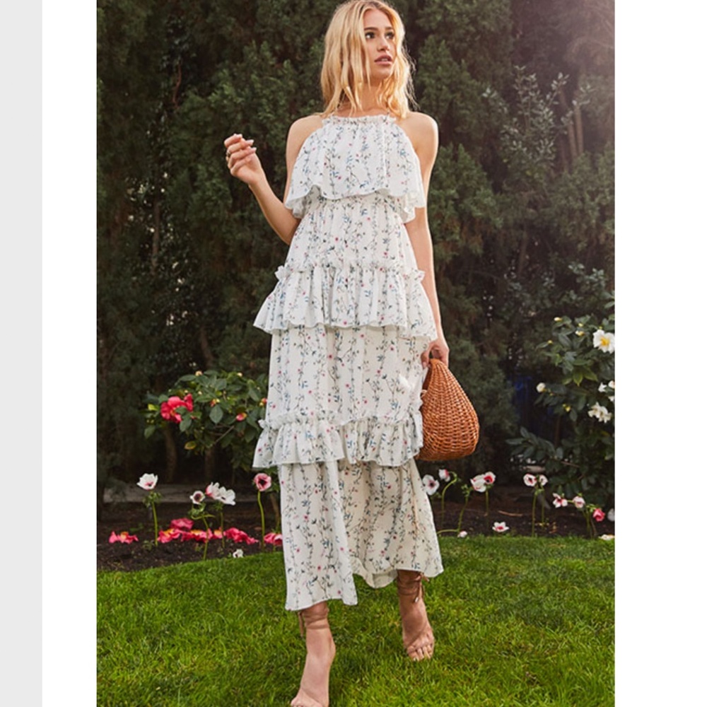 NWT White Summer Dress with Flowers Size Large to XL